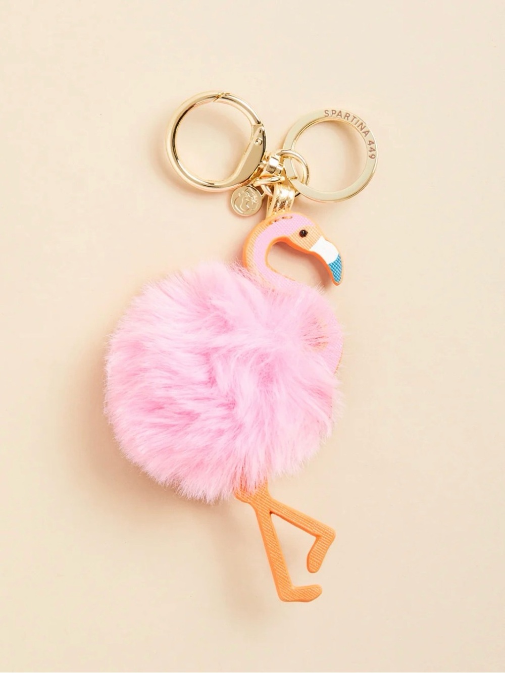 Spartina Pink  Flamingo poof keychain NWT